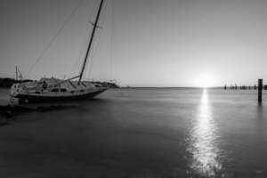 Pensacola Bay Silky Water Sunset Grayscale