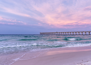 Pink Glowing Navarre Beach Pier Dawn
