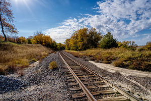 Sunrays Over Nebraska Railroad Tracks