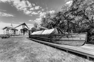 Lewis And Clark Boat Replica Grayscale