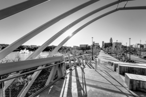 Sunburst At Omaha Riverfront Grayscale