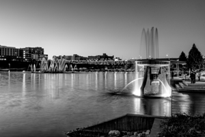 Heartland Of America Dancing Fountains Grayscale