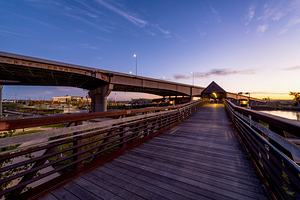 Omaha Riverfront Wood Walkway Sunrise