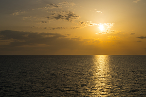 Gulf Of Mexico Off Centered Golden Sunset