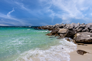 Waves Flow Along Shell Island Jetty