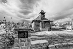 Torrey Log School And Church Grayscale