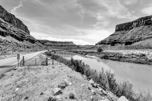 Utah Highway 128 Colorado River Roadside Grayscale