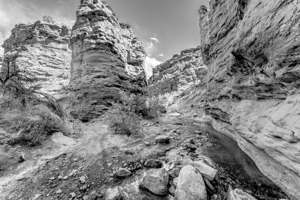 Rock Formation In Mary Jane Canyon Grayscale