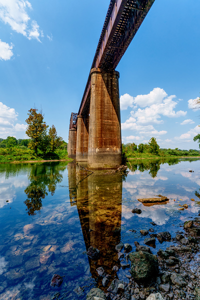 Under The Cotter Railroad Bridge Vertical  Print