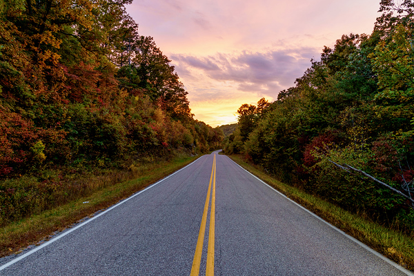 Highway To An Autumn Sunset Print