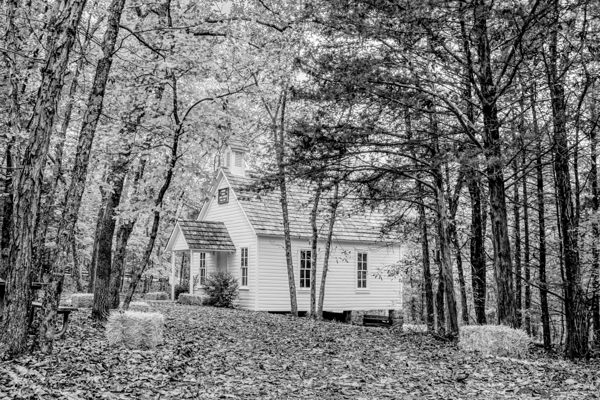 Vintage Concord One Room Schoolhouse Grayscale Print