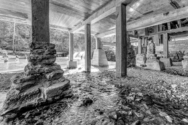 Underneath Rockbridge Mill Grayscale Print