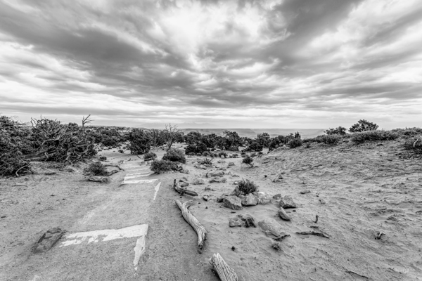 Mesa Arch Hiking Trail Grayscale Print