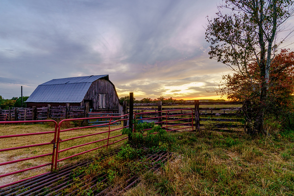 Ozarks Barn October Sunset Print