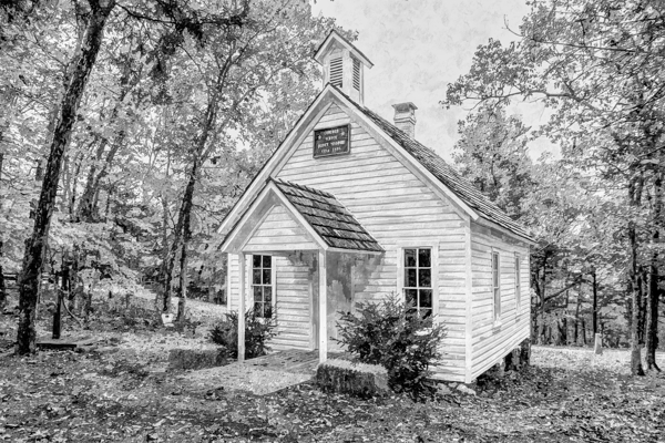 Old One Room Schoolhouse Concord Grayscale Print