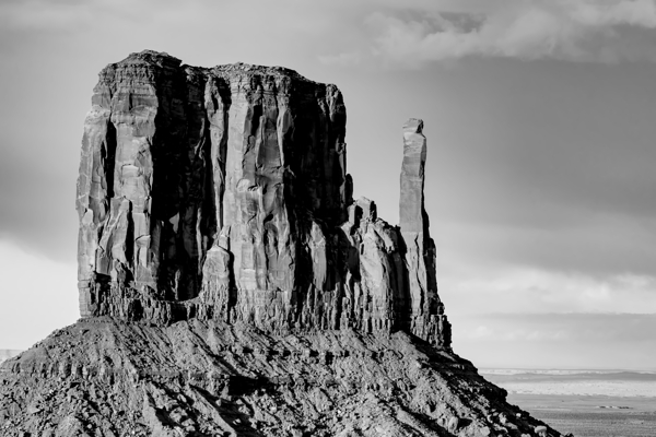 West Mitten Butte Monument Valley Grayscale Print