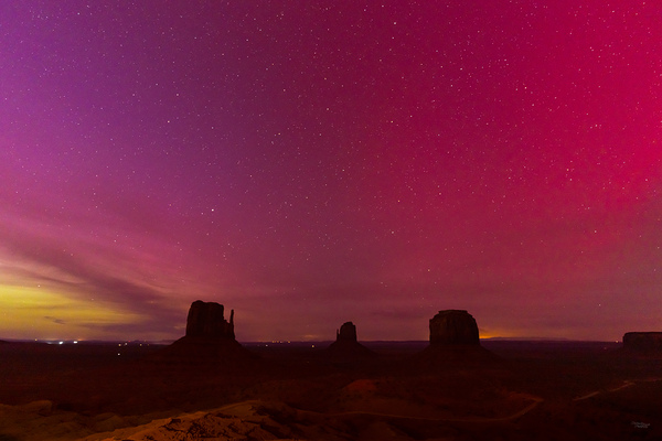 Northern Lights Over Monument Valley Buttes Print