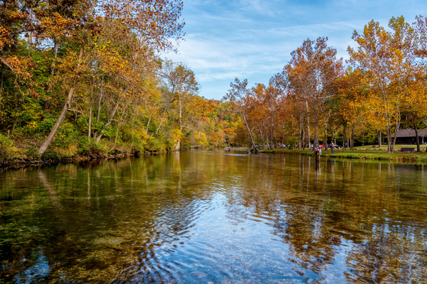 Middle of Bennett Spring In Fall by Jennifer White