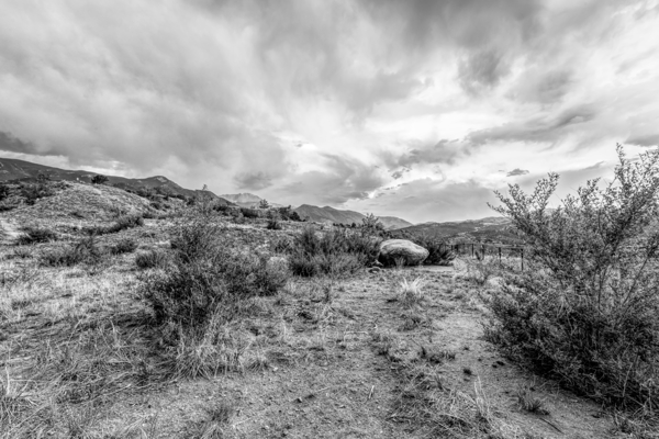 Stormy Skies At Red Rock Canyon Grayscale Print