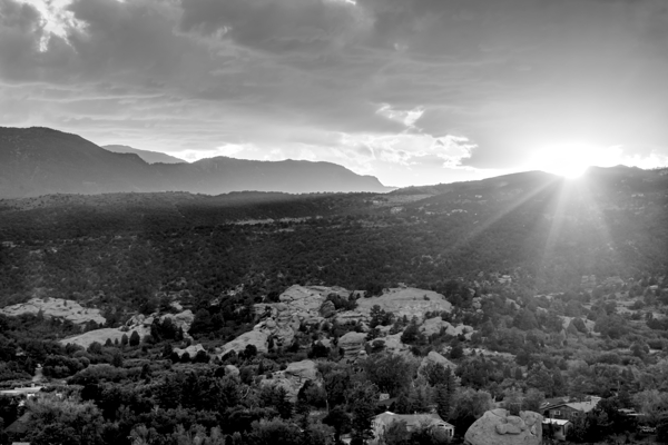 Pikes Peak Sunset Haze Grayscale Print