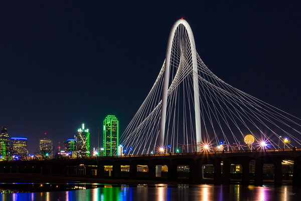 Margaret Hunt Hill Bridge Night Lights Print