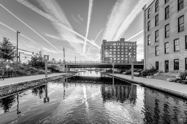 Gene Leahy Mall Lake Morning Grayscale Print