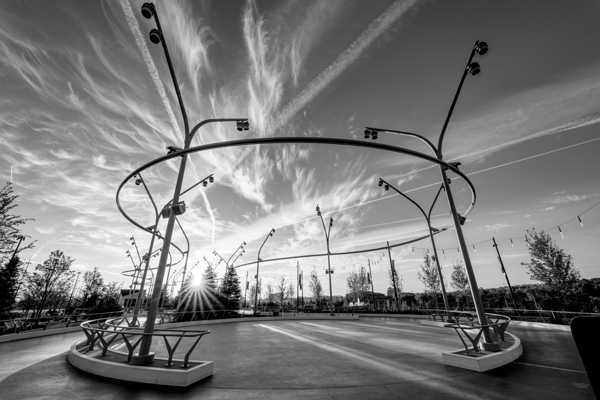 Omaha Skate Ribbon Morning Sunburst Grayscale Print