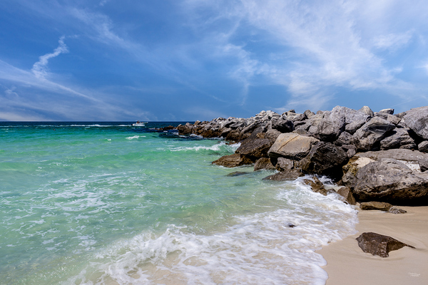 Waves Flow Along Shell Island Jetty by Jennifer White