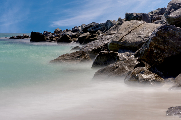 Shell Island Rocks And Waves by Jennifer White