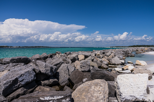 On Shell Island Rock Jetty by Jennifer White