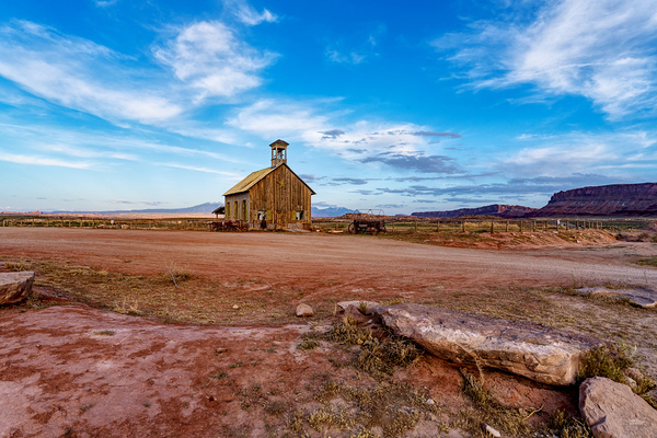 Old Western Church And Wagon Moab Utah Print