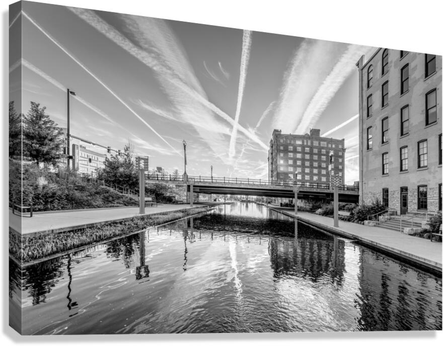 Gene Leahy Mall Lake Morning Grayscale Canvas Print