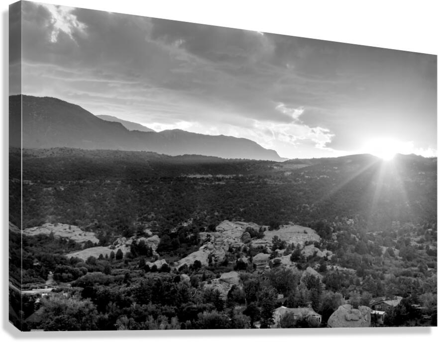 Pikes Peak Sunset Haze Grayscale Canvas Print