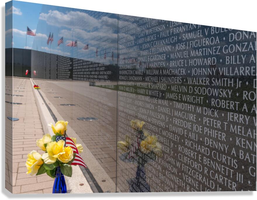 Vietnam Wall Yellow Roses Canvas Print