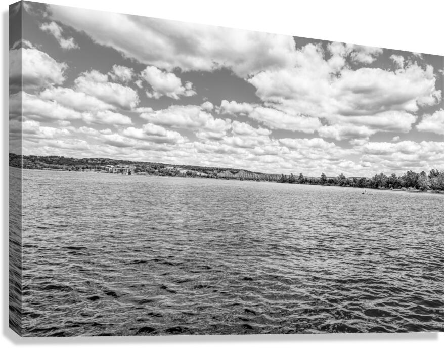 Kimberling City Bridge And Table Rock Lake Grayscale Canvas Print
