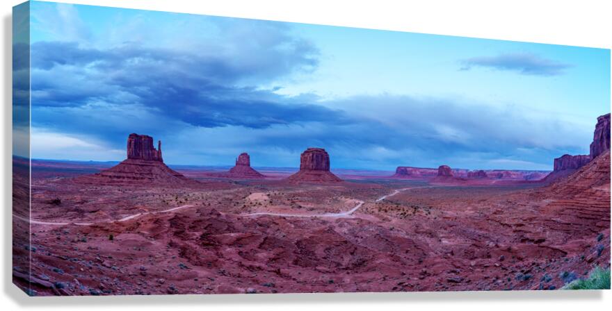 Evening At Monument Valley Pano Canvas Print