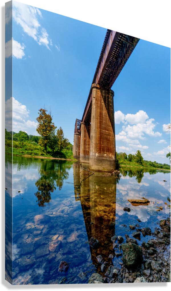 Under The Cotter Railroad Bridge Vertical  Canvas Print