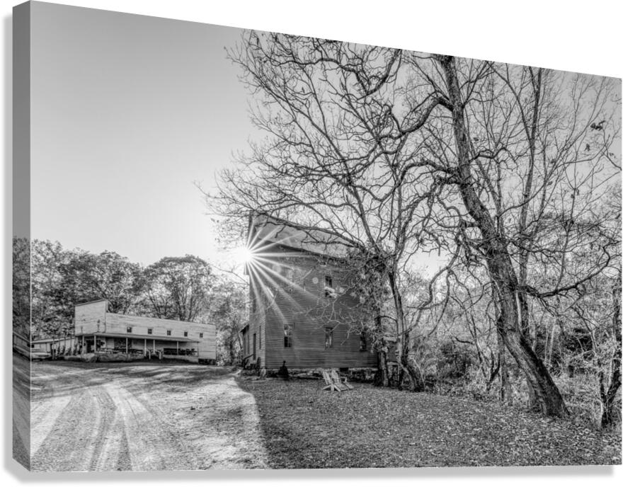 Evening Sunburst Topaz Mill Grayscale Canvas Print