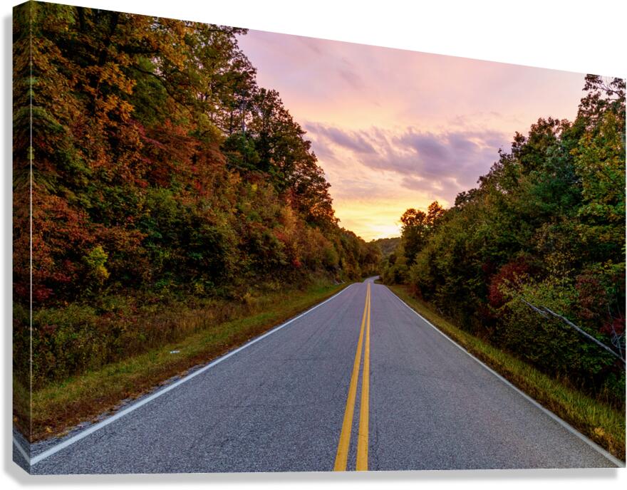 Highway To An Autumn Sunset Canvas Print