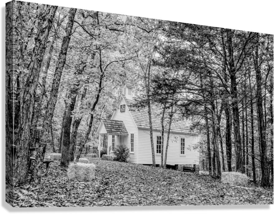Vintage Concord One Room Schoolhouse Grayscale Canvas Print