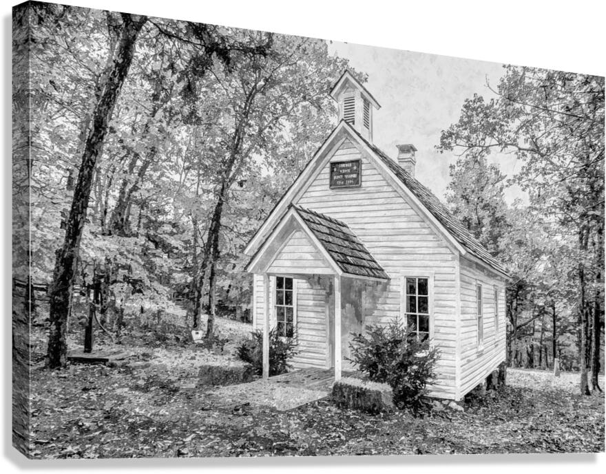 Old One Room Schoolhouse Concord Grayscale Canvas Print