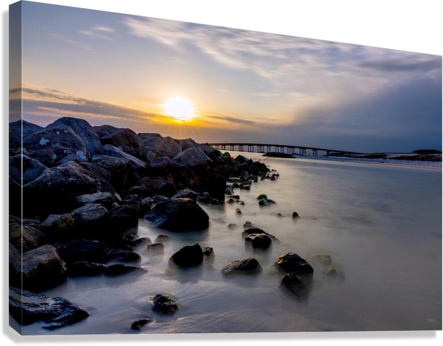 Destin Rock Jetty Smooth Sunset Canvas Print