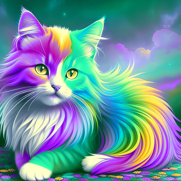 A vibrant dream cat   a mix of color and style 1 by Lion Design
