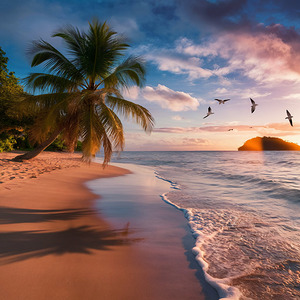 Stunning photo of a quiet beach in golden hour