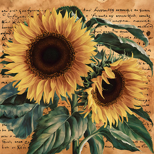 A vibrant and detailed watercolor painting of sunflowers