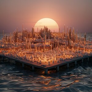 An enchanting image of an expansive ocean of candles on the seashore