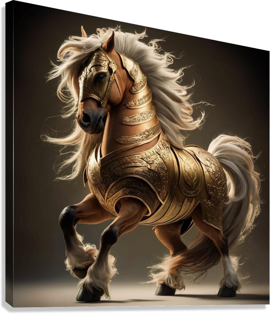 High resolution drawing of a majestic horse with a white mane Canvas Print