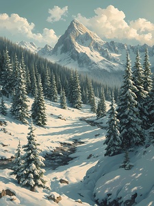 Majestic Winter Peaks – Snow-Covered Mountain Landscape Wall Art