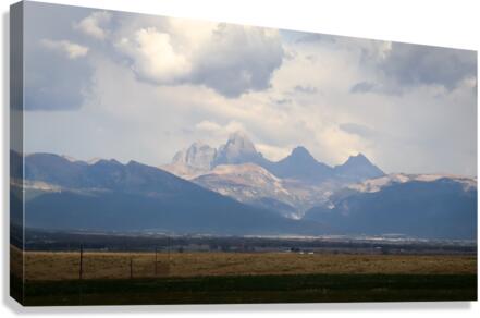 Tetons in clouds Canvas Print