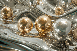 Gold and silver spheres on the smooth metallic waves